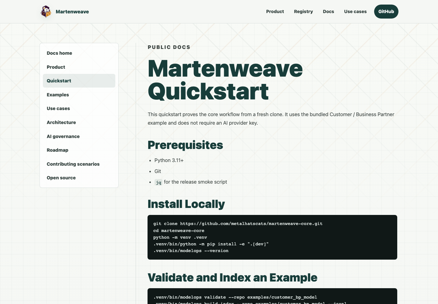 Quickstart docs desktop screenshot